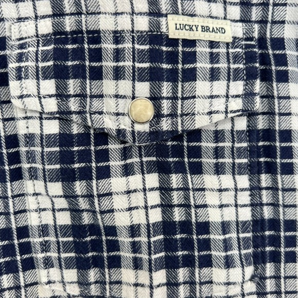 LUCKY BRAND Shirt Womens Medium Windowpane Plaid Flannel Casual Button Up Ladies - Picture 4 of 16